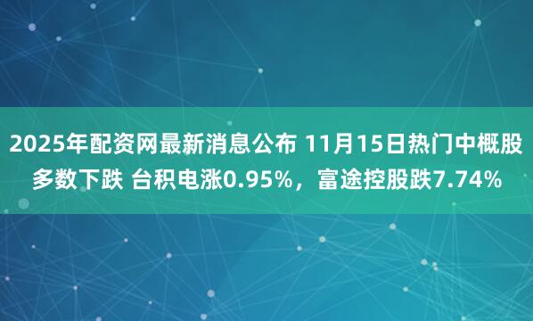 2025年配资网最新消息公布 11月15日热门中概股多数下跌 台积电涨0.95%，富途控股跌7.74%