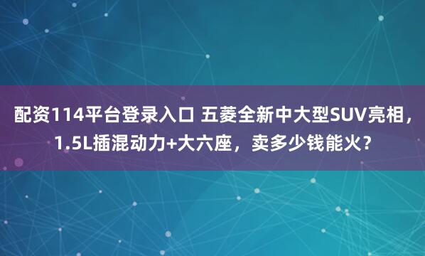 配资114平台登录入口 五菱全新中大型SUV亮相,1.5L插混动力+大六座,卖多少钱能火?
